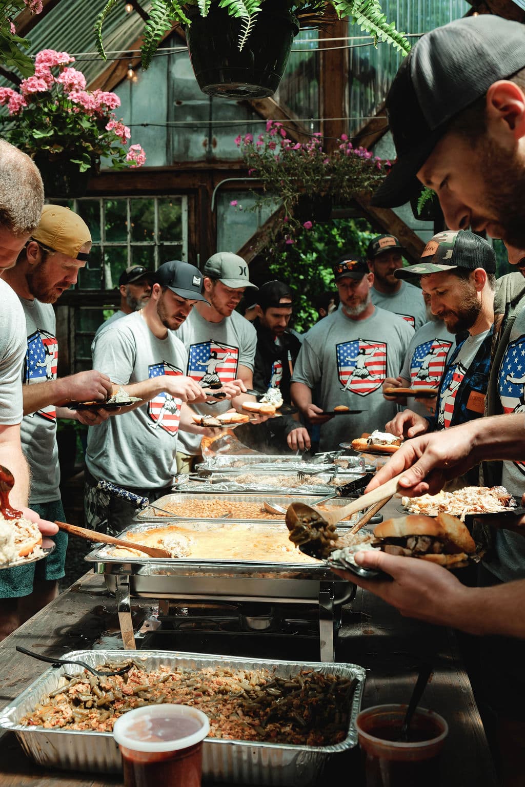 Men carrying each other